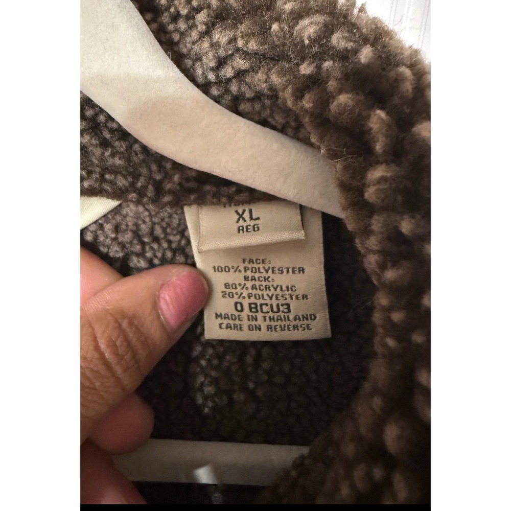 LL Bean Womens XL Faux Suede Shearling Sherpa Fleece Lined Vest Brown - Picture 6 of 7
